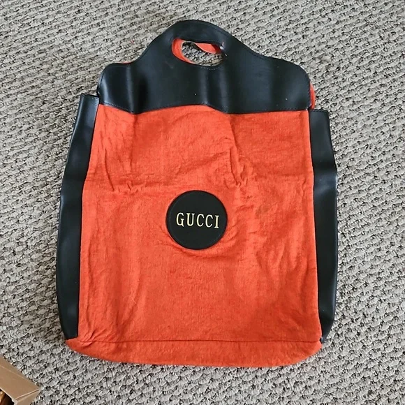 Gucci Bags Vintage Gucci Felt Shopping Tote Bag Orange Black